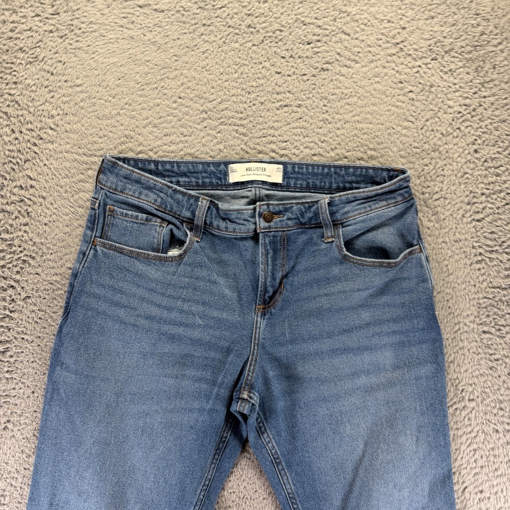 Hollister Jeans Womens 12 Blue Cotton Denim Straight Leg Low-Rise Relaxed Faded - Picture 2 of 11